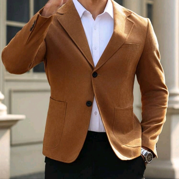 Men's Lapel Neck Long Sleeve Button Front Casual Blazer - Picture 7 of 7